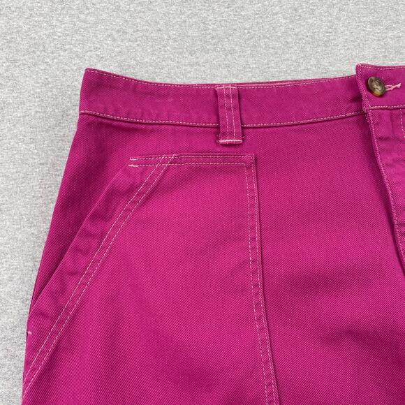 Old Navy Denim Utility Mini Skirt Womens 16 Magenta Pink 100% Cotton Pockets - Picture 7 of 10